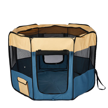 8 Panel Pet Playpen Dog Puppy Play Exercise Enclosure Fence Blue L PaWz